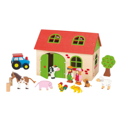 Mein Bauernhof aus Holz mit Figuren