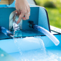 Detailansicht des mobilen Wasserspielplatz Wellenspieler