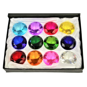 12 Glasdiamanten in einer schönen Box. Für Kindergarten- und Schulkinder als Geschenk oder Dekoration