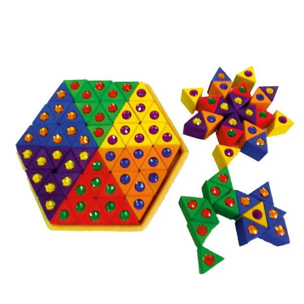 Bunte Dreiecke Holzbausteine mit Glitzersteinen für Kinder von Bauspiel