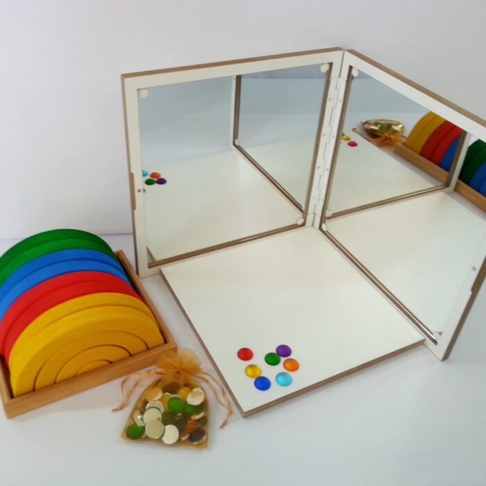 Inhalt des Spiegelkoffer-Sets für den Kindergarten von Bauspiel