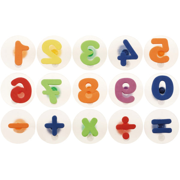 15-teiliges Stempelset mit Zahlen und Rechenzeichen für Kinder ab dem Kindergartenalter