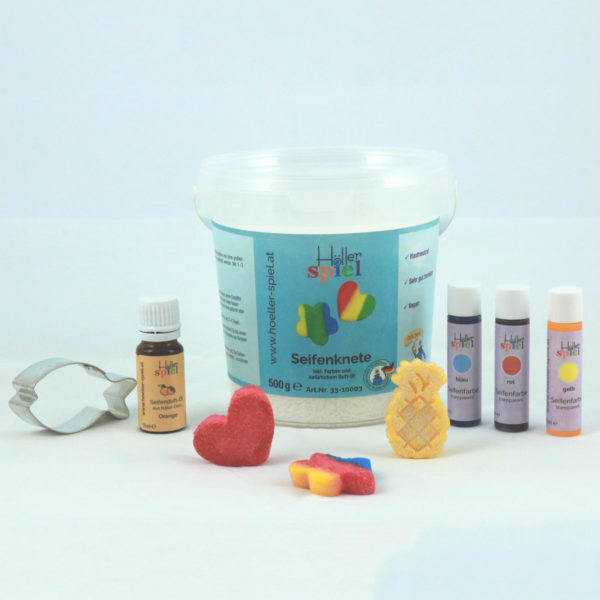 Seifenknete Set zum kinderleichten Herstellen von individuellen Seifen inklusive Farben und Duftöl