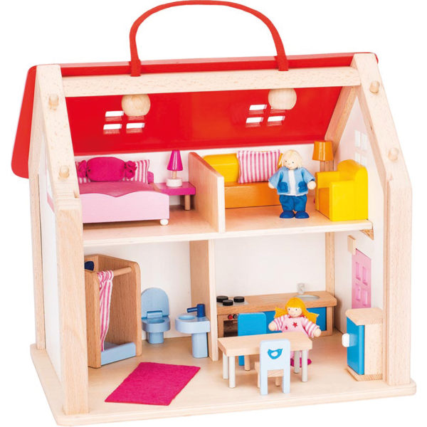 Koffer Puppenhaus Holz für Kinder in Kindergarten- und Schulalter