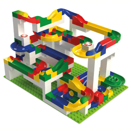 Baubeispiel der Duplo® kompatiblen Kugelbahn für Kinder ab 3 Jahren.