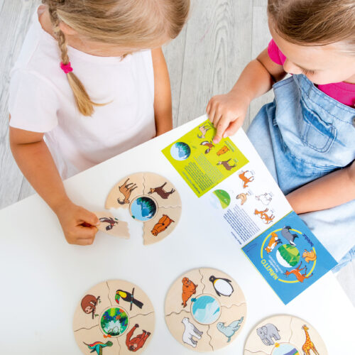 Kinder legen Lernpuzzle Nawito Tierwelten