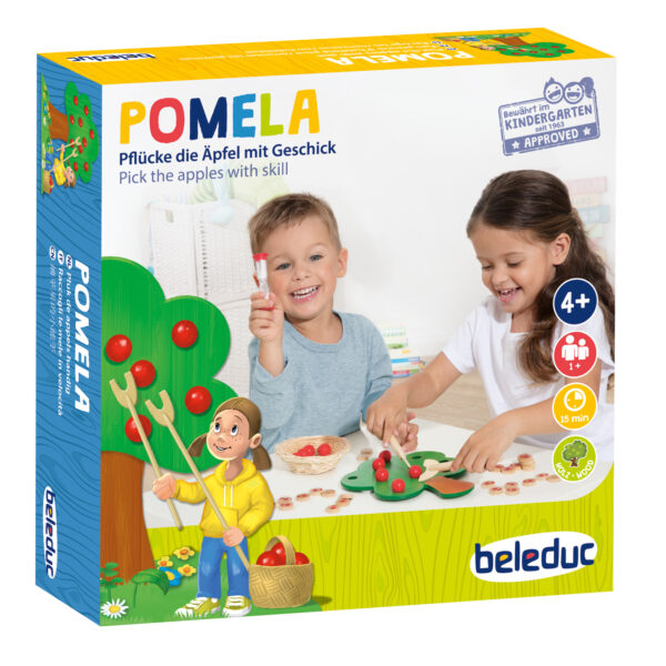 Packung des Geschicklichkeitsspiels für Kinder namens Pomela