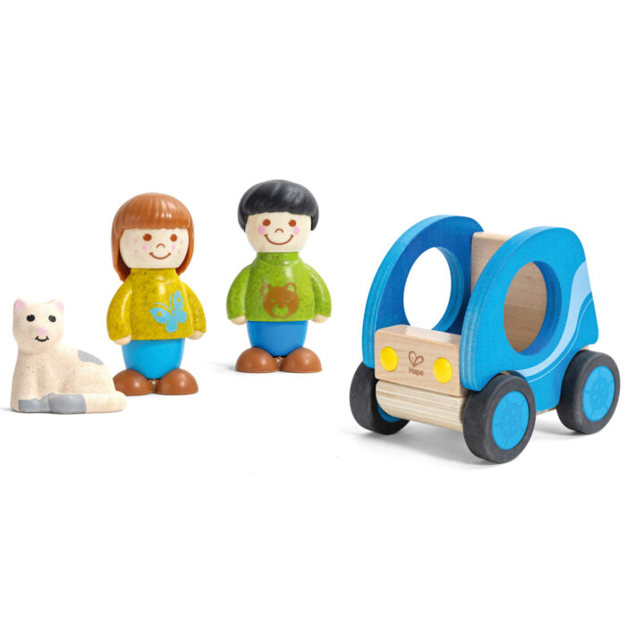 Figuren und Auto aus kleine Welt Spiele Set für Krippenkinder