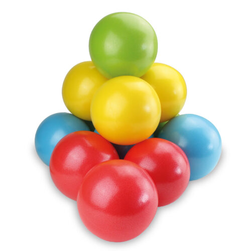 Super-Softball Pyramide mit grünen, gelben, roten und blauen Bällen